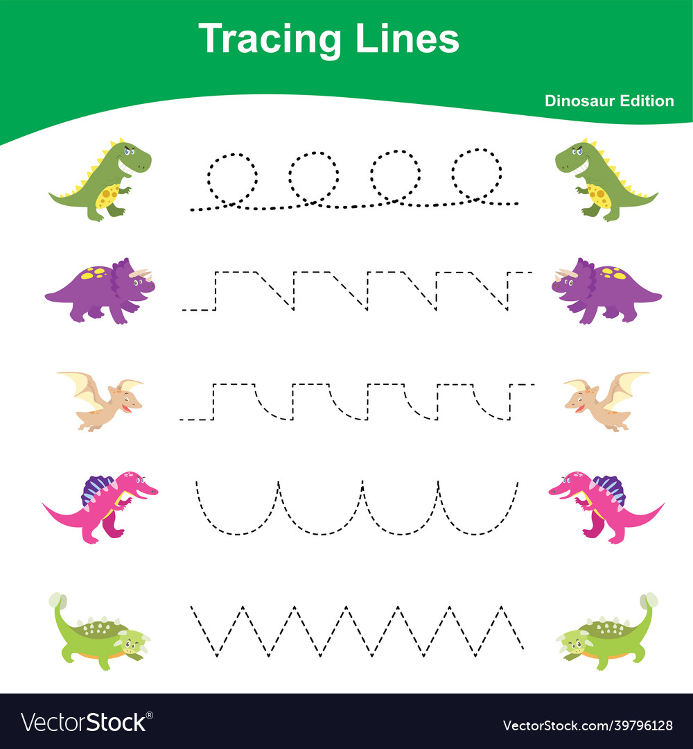 Tracing lines game dinosaur edition