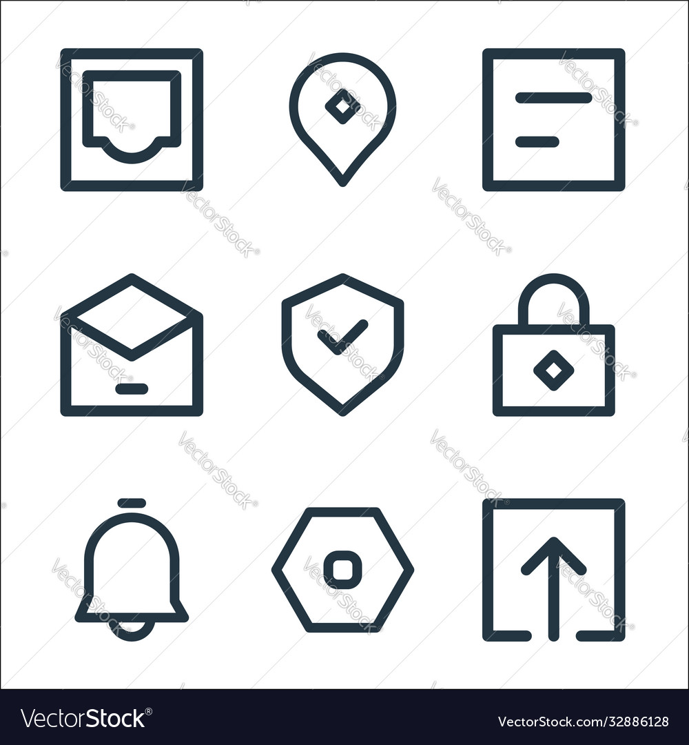 User interface line icons linear set quality vector image User interface line icons linear set quality