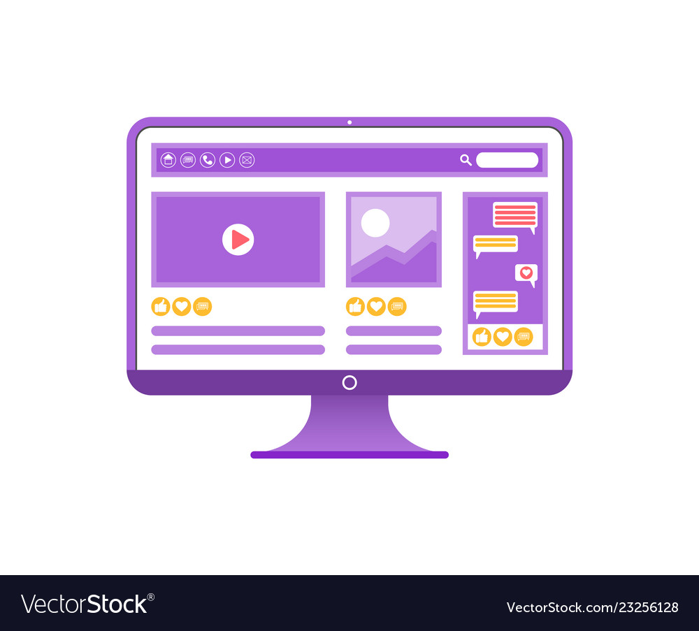 Video on website screen monitor of computer icon Vector Image