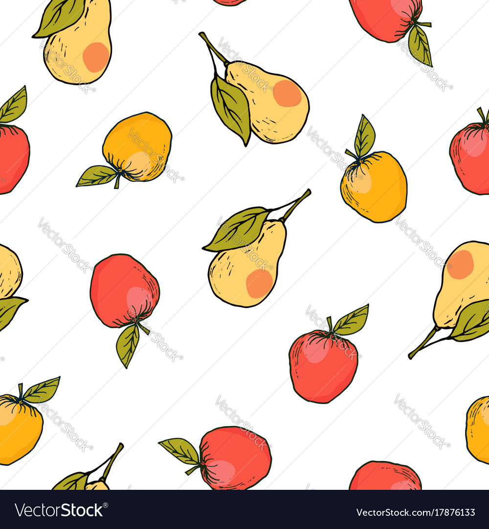 Apple and pear seamless pattern