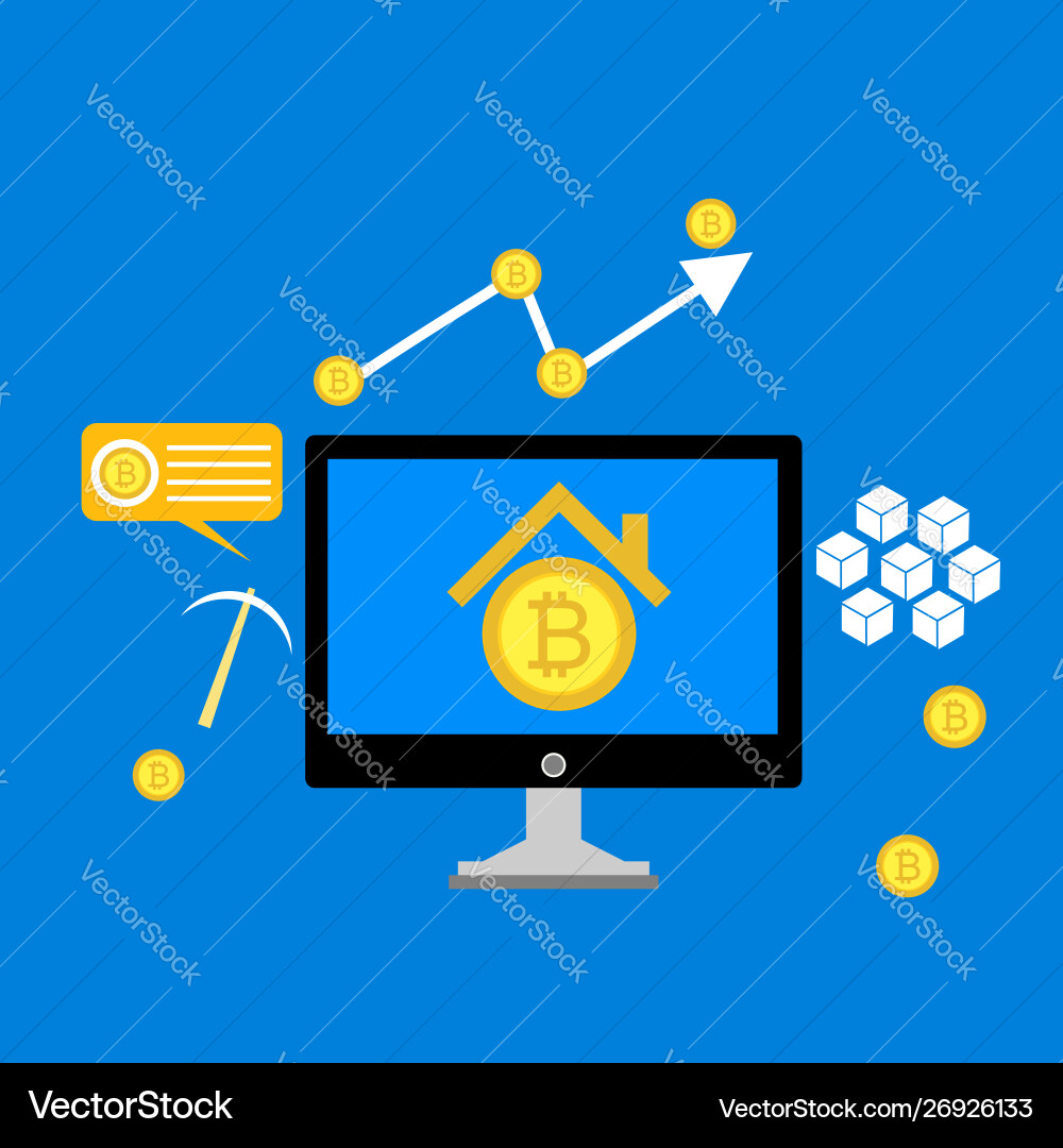 Blockchain scheme mining crypto currency server Vector Image