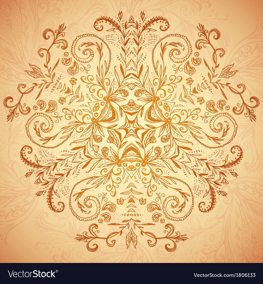 Chocolate Floral Ornament Mandala Background Card Vector Image