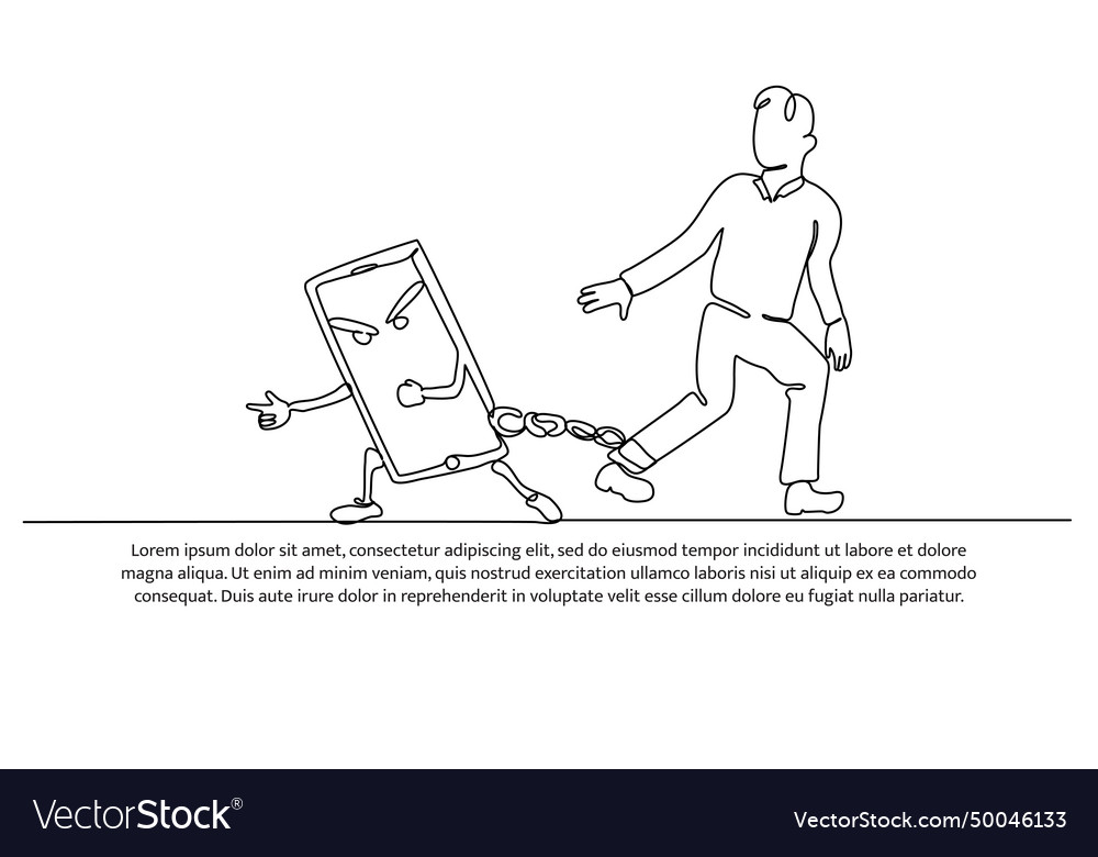 Continuous line design of addicted to using vector image Continuous line design of addicted to using