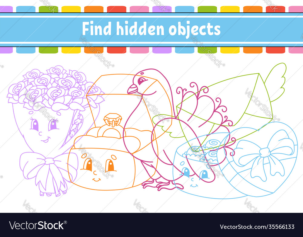find hidden object education developing worksheet vector image