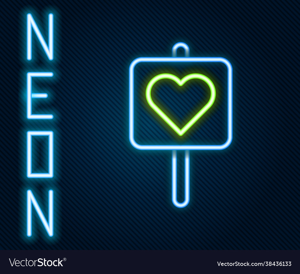 Glowing neon line map pointer with heart icon vector image Glowing neon line map pointer with heart icon