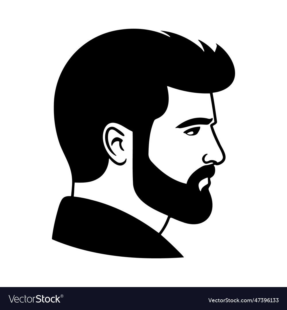 Man head silhouette face awith beard fashion icon Vector Image