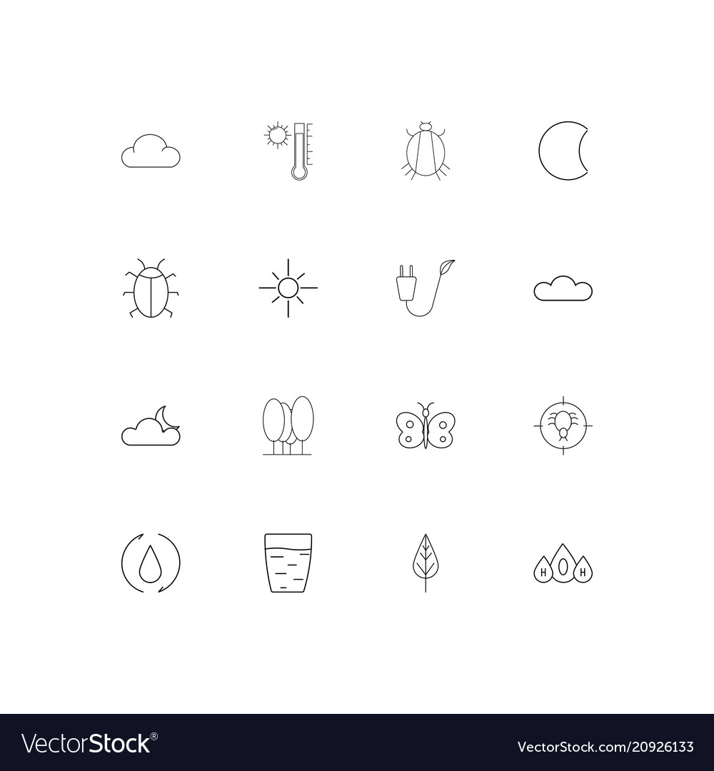 Nature linear thin icons set outlined simple