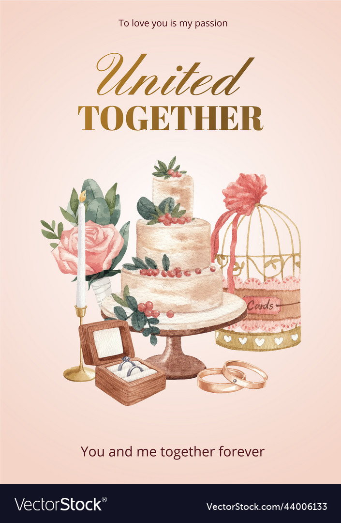 Poster template with gorgeous green wedding vector image Poster template with gorgeous green wedding