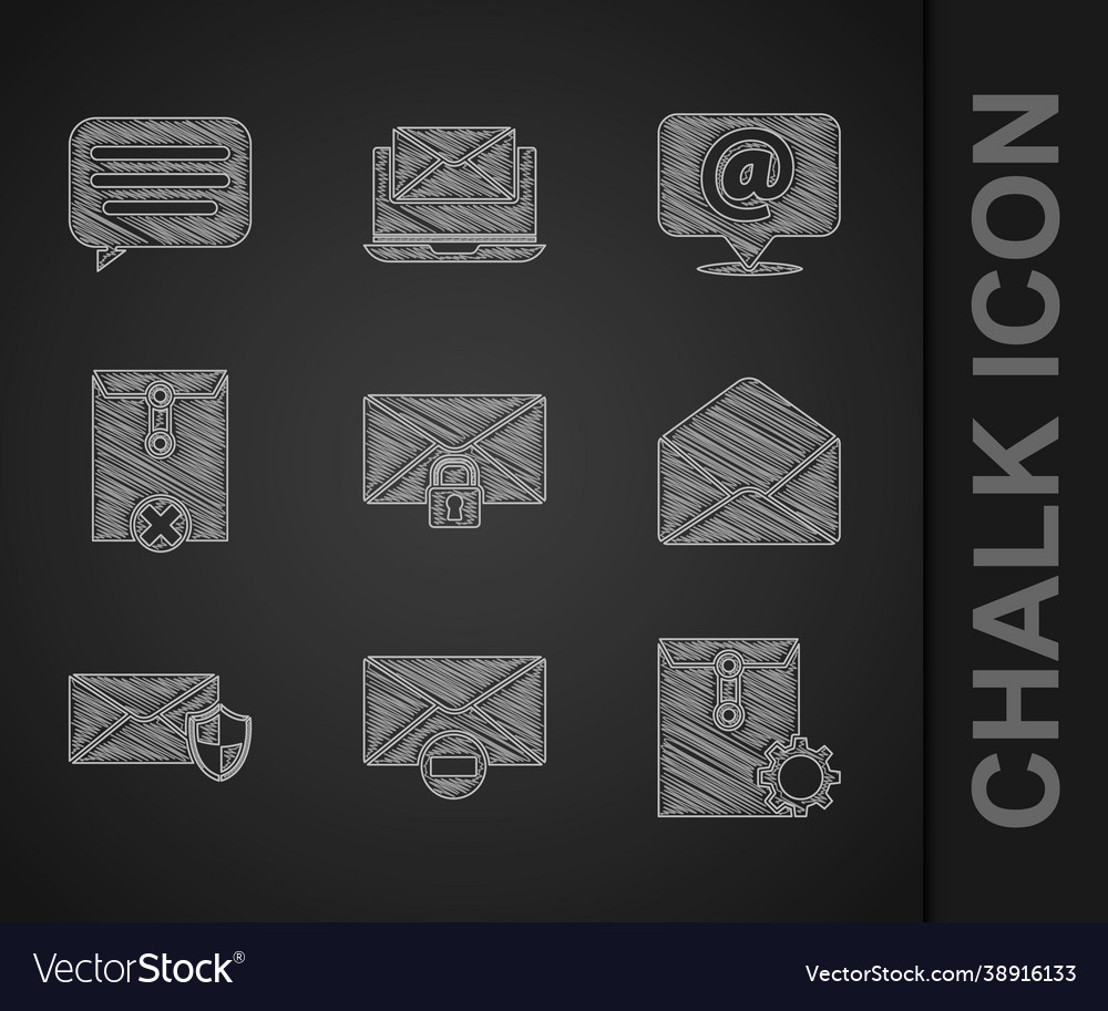 Set mail message lock password delete envelope vector image Set mail message lock password delete envelope