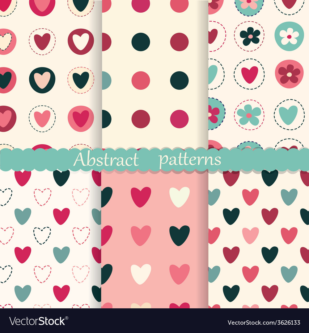 Set of abstract patterns with hearts