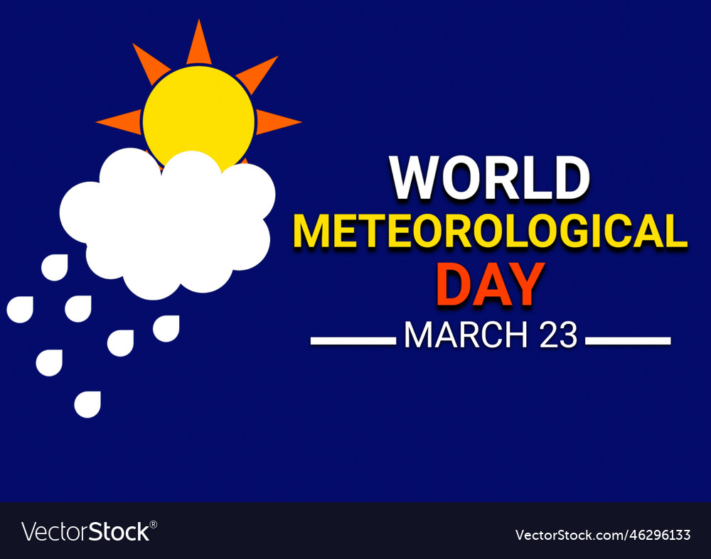 World meteorological day 3d with sun and clouds