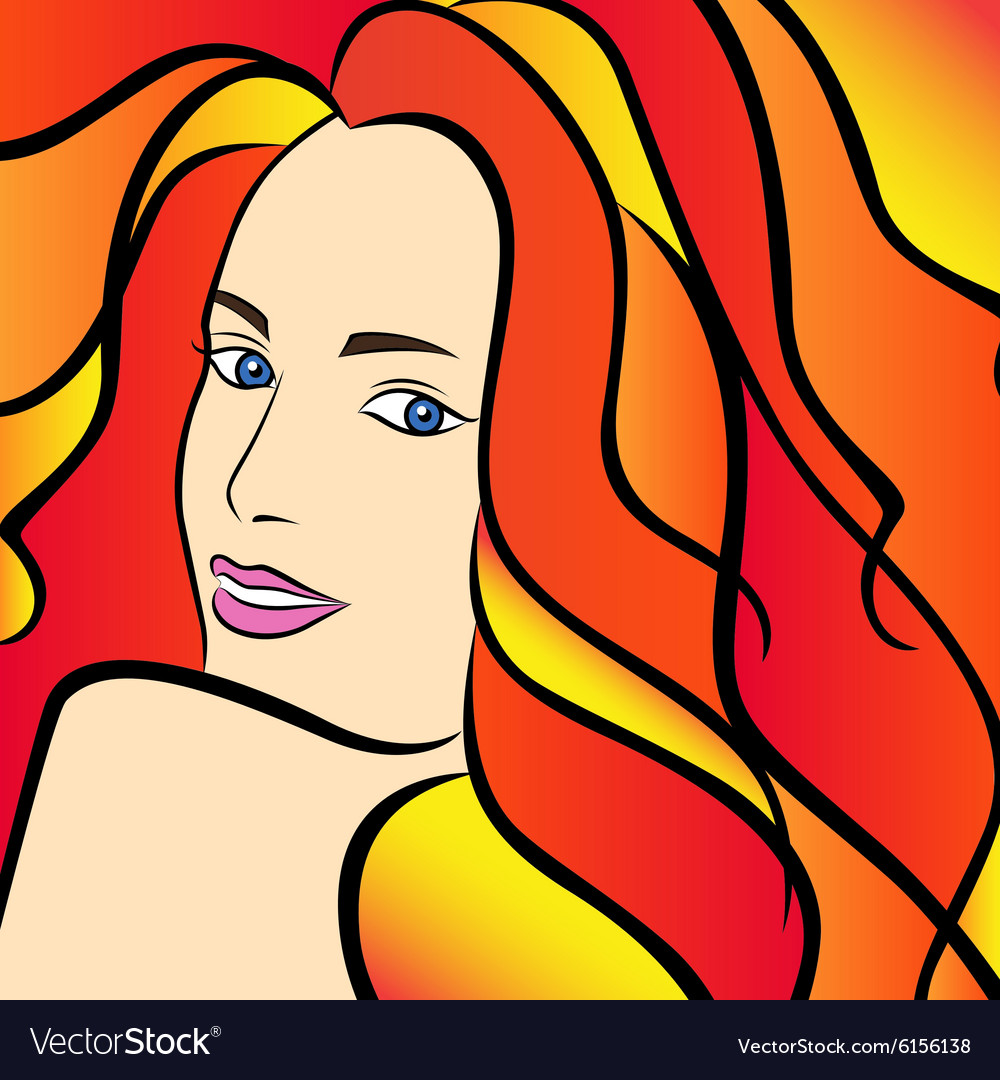 Abstract female with fiery hair half turn