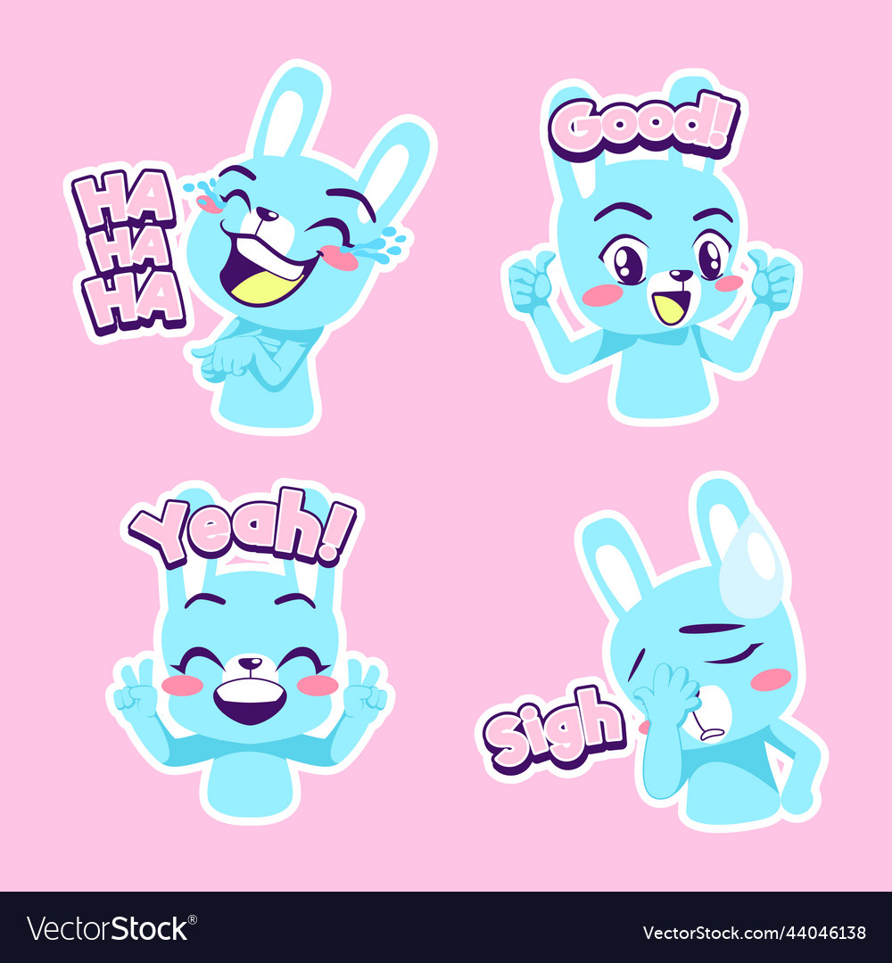 Cute little bunny drawing cartoon rabbit sticker Vector Image
