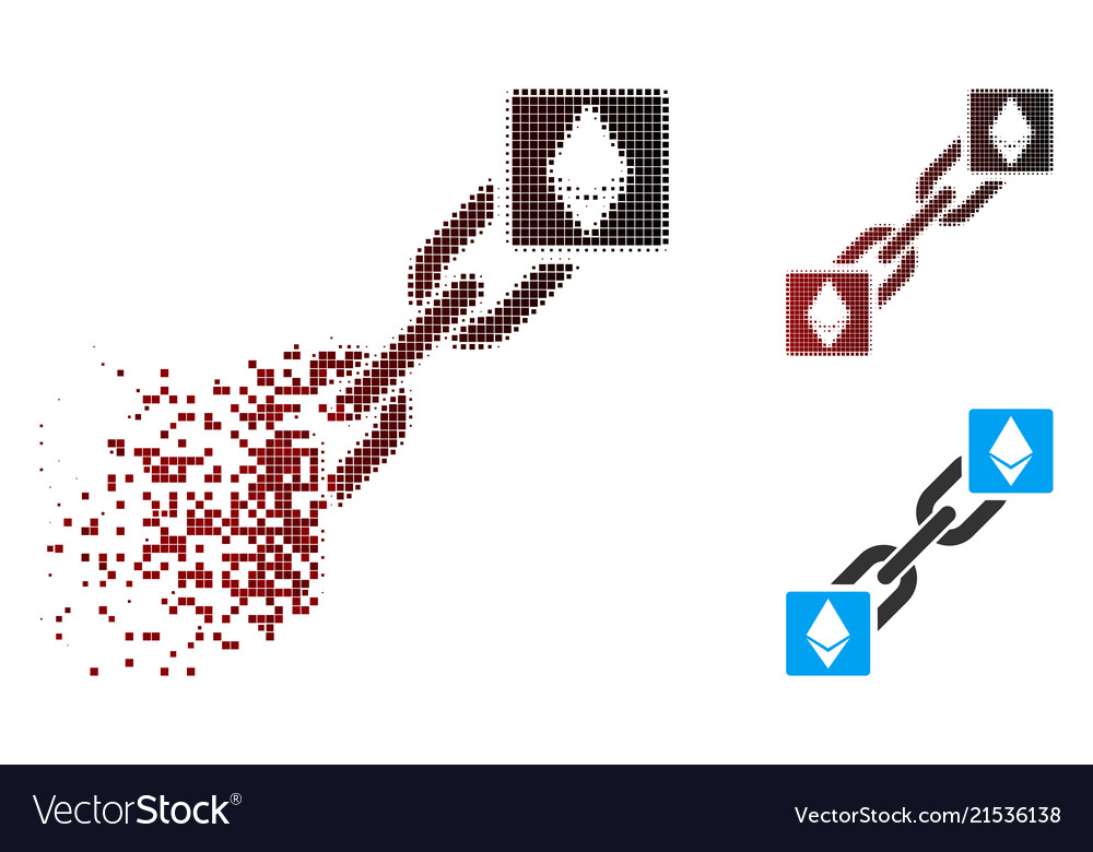 Disappearing pixel halftone ethereum blockchain vector image Disappearing pixel halftone ethereum blockchain