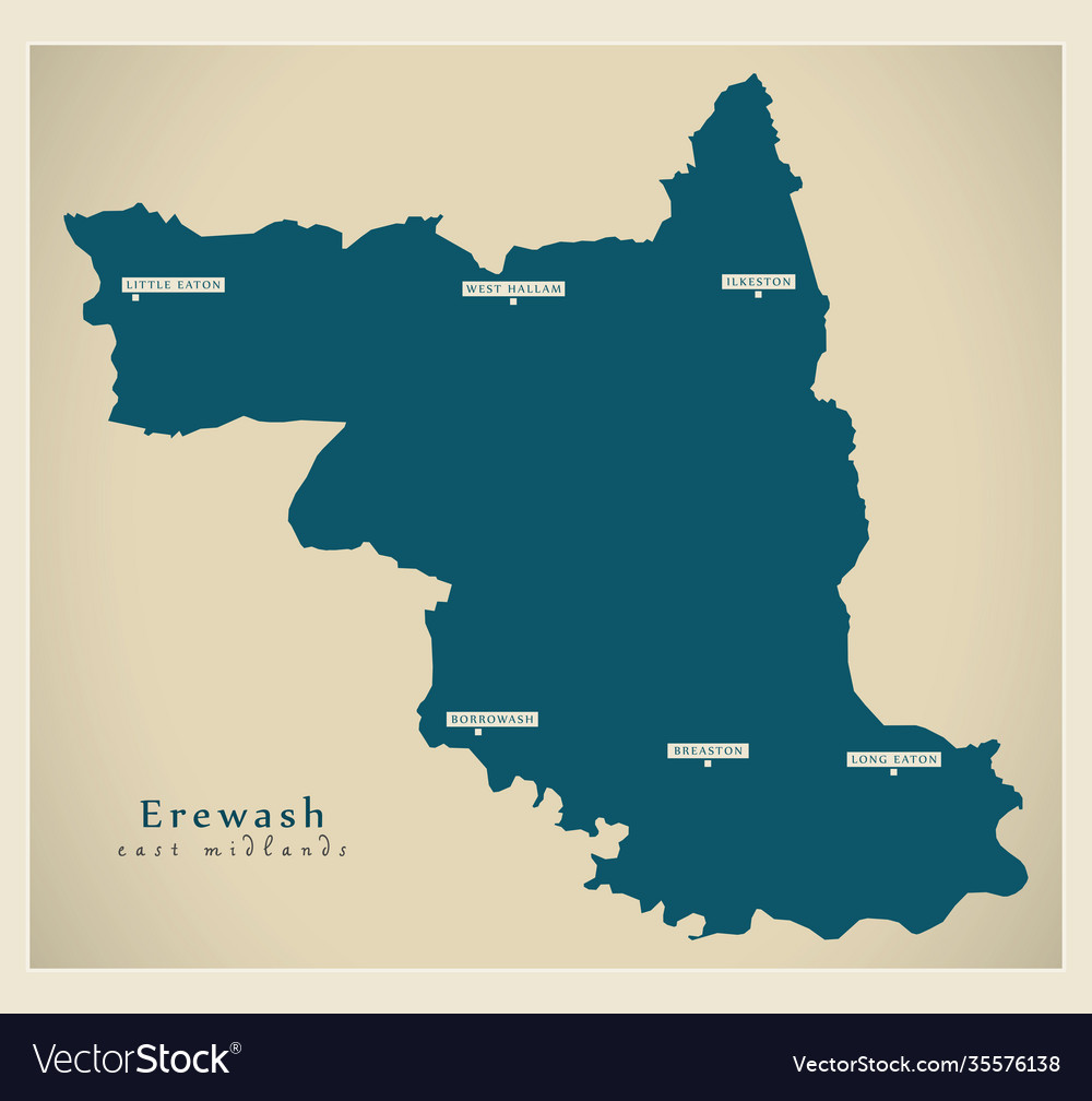 Erewash district map - england uk Royalty Free Vector Image