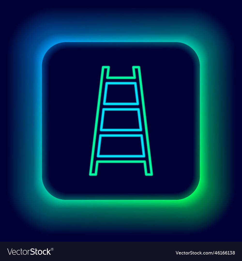 Glowing neon line stair with finish flag icon