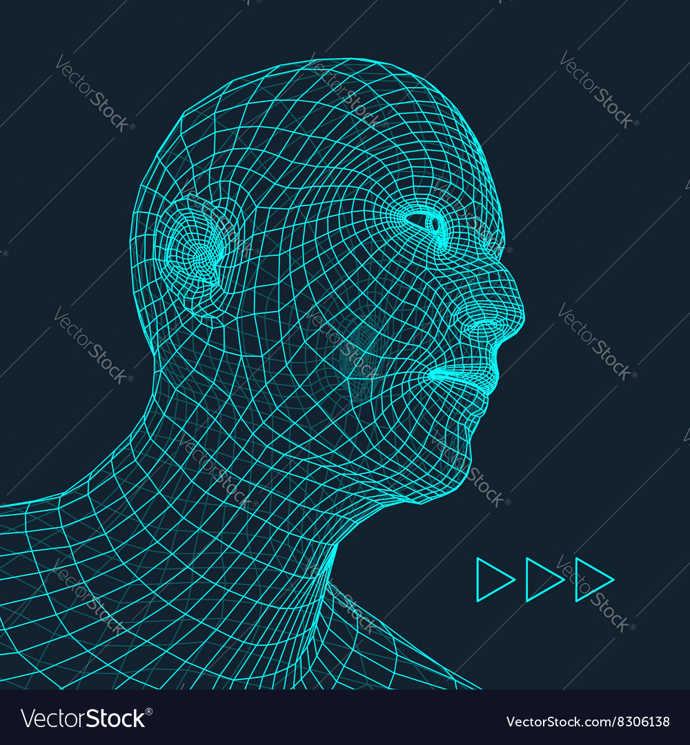 Head of the person human model face scanning