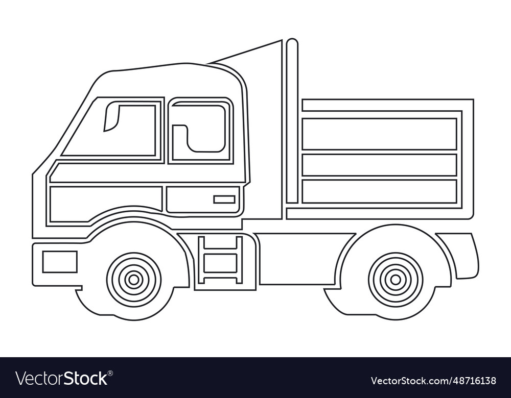 Heavy truck trailer outline Royalty Free Vector Image