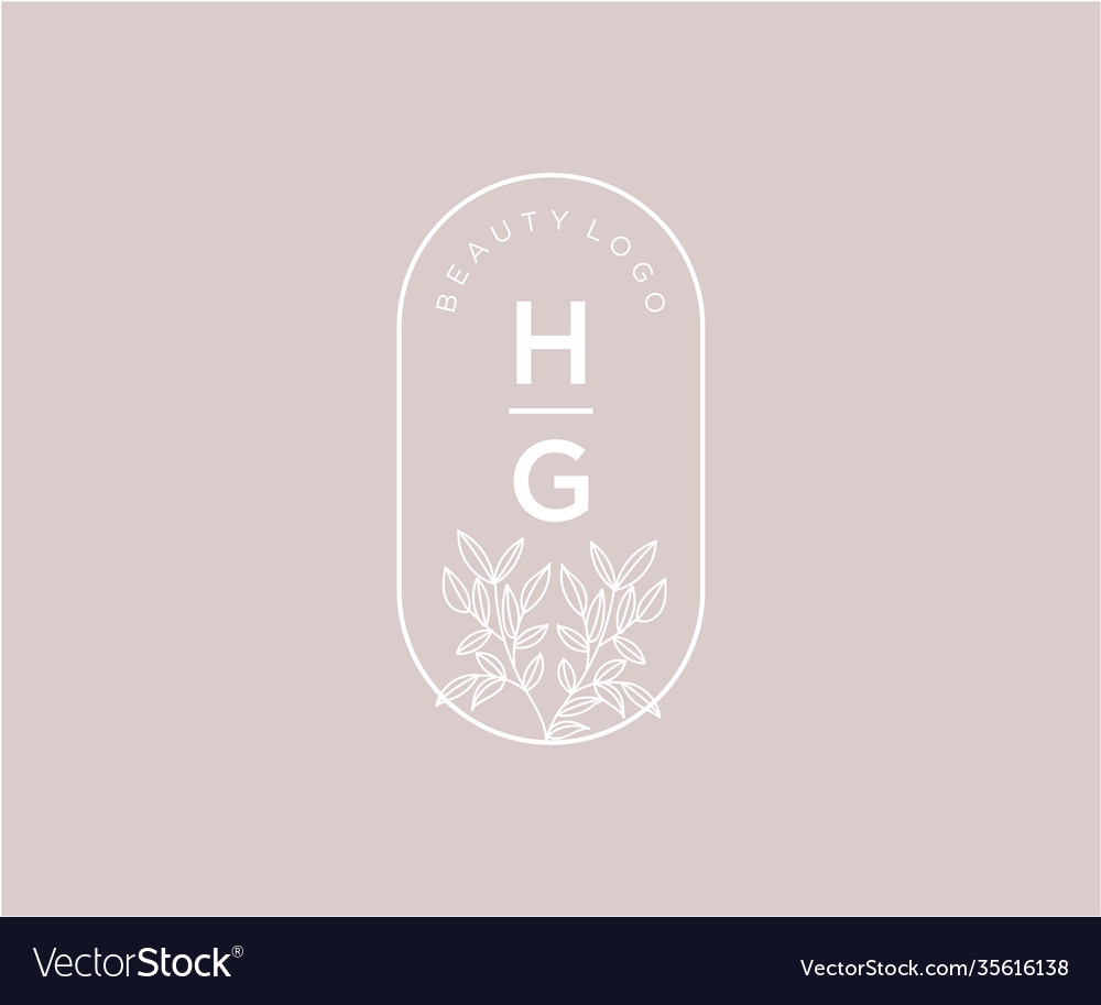 Initial hg letters beautiful floral feminine
