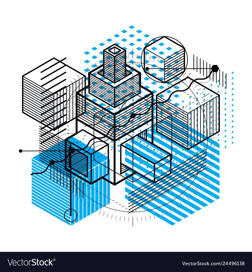 Isometric abstract background with linear vector image Isometric abstract background with linear