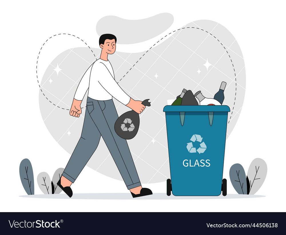 Man sorting garbage vector image Man sorting garbage