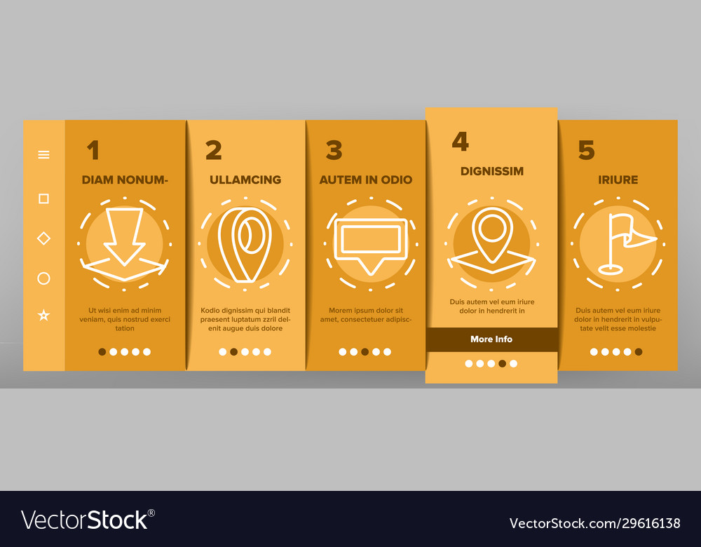 Marker Zeiger gps map onboarding icons set vector image Marker Zeiger gps map onboarding icons set