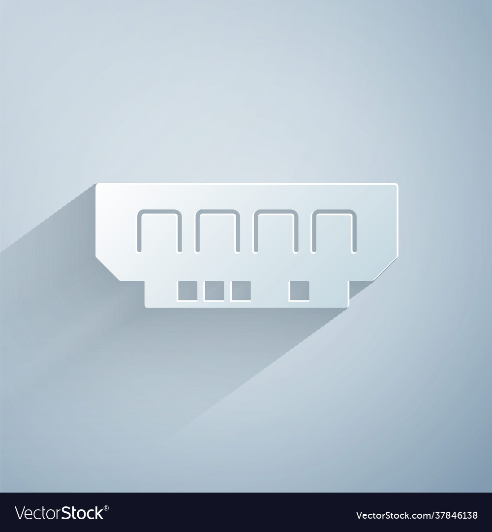 Paper cut ram random access memory icon isolated vector image Paper cut ram random access memory icon isolated