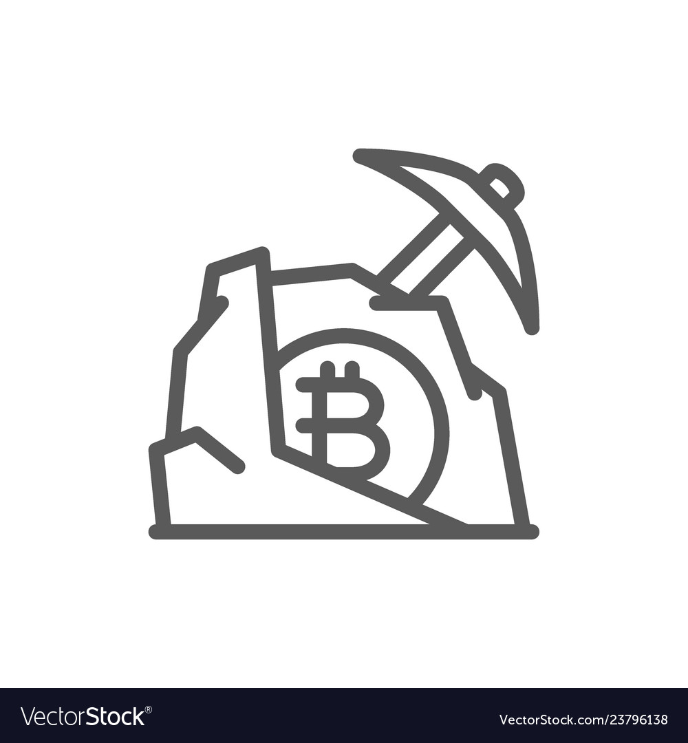 Pickaxe with stone bitcoin blockchain