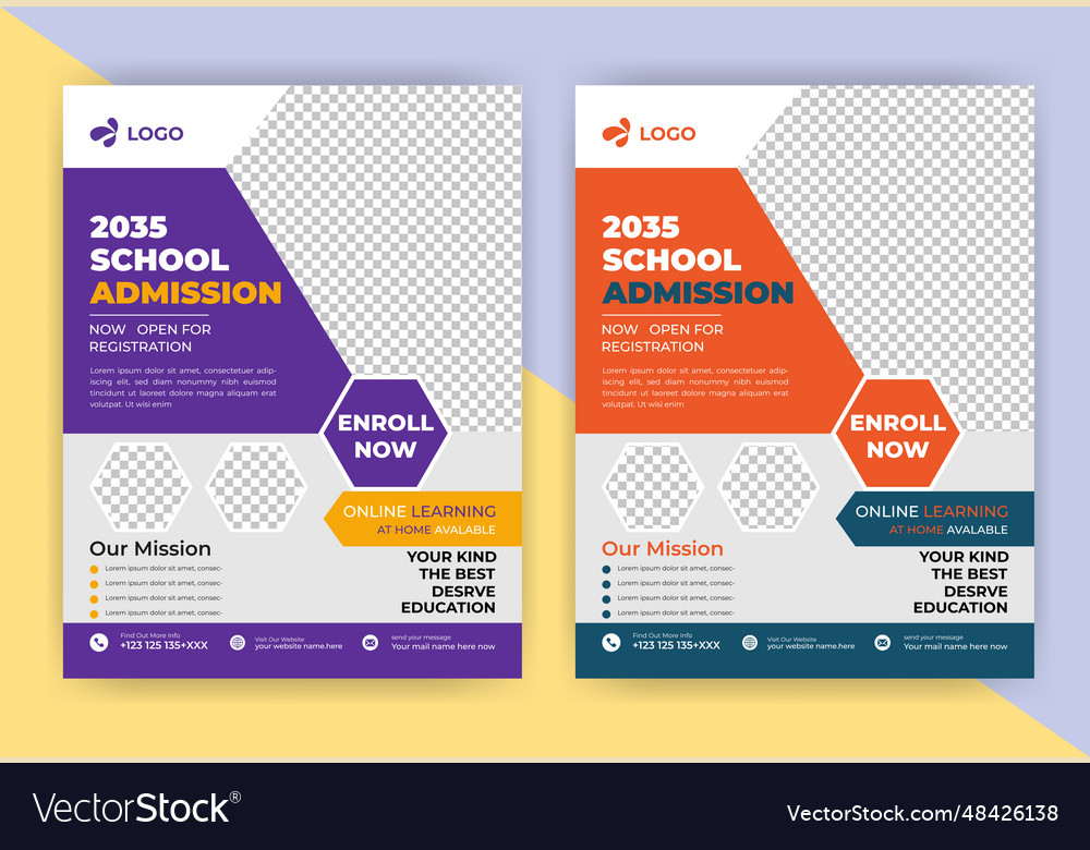 School admission flyer design kids education Vector Image