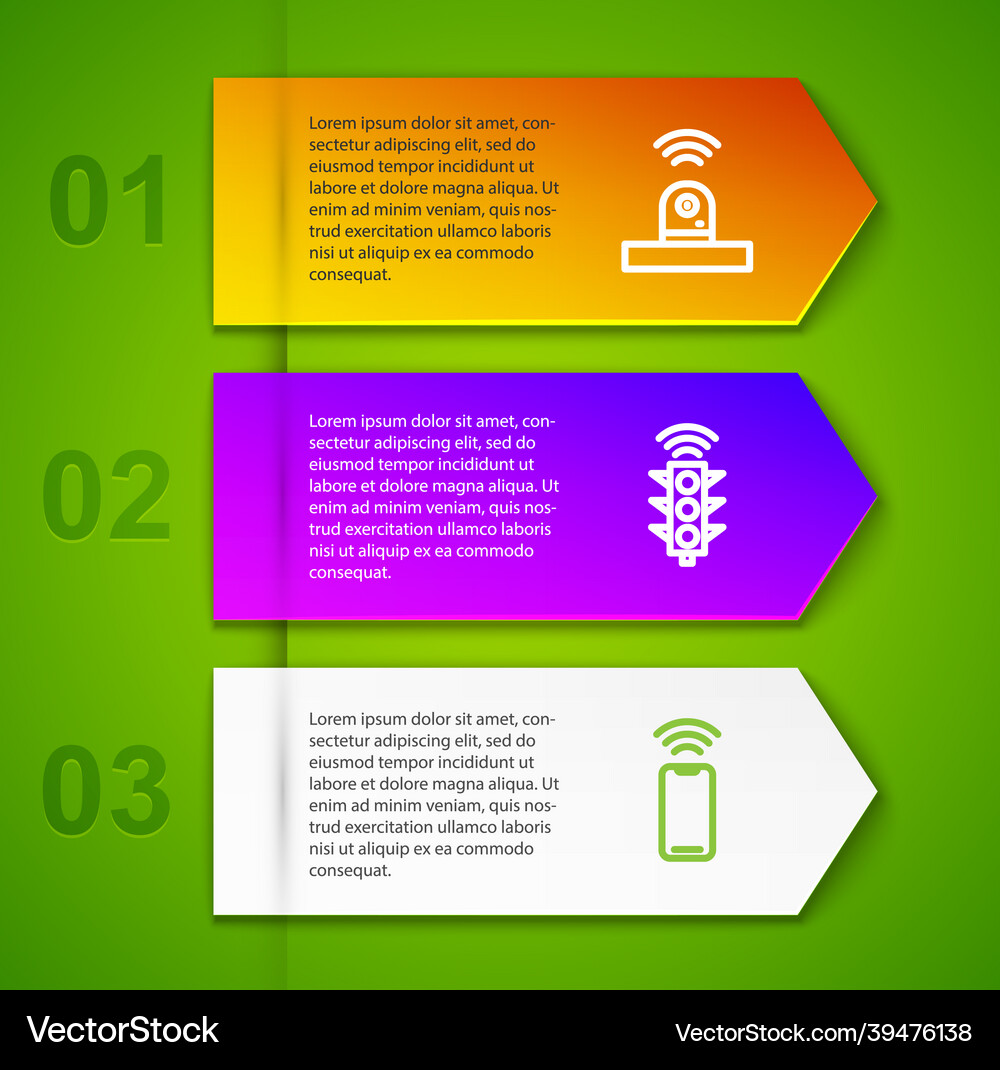 Set line smart security camera traffic light Vector Image