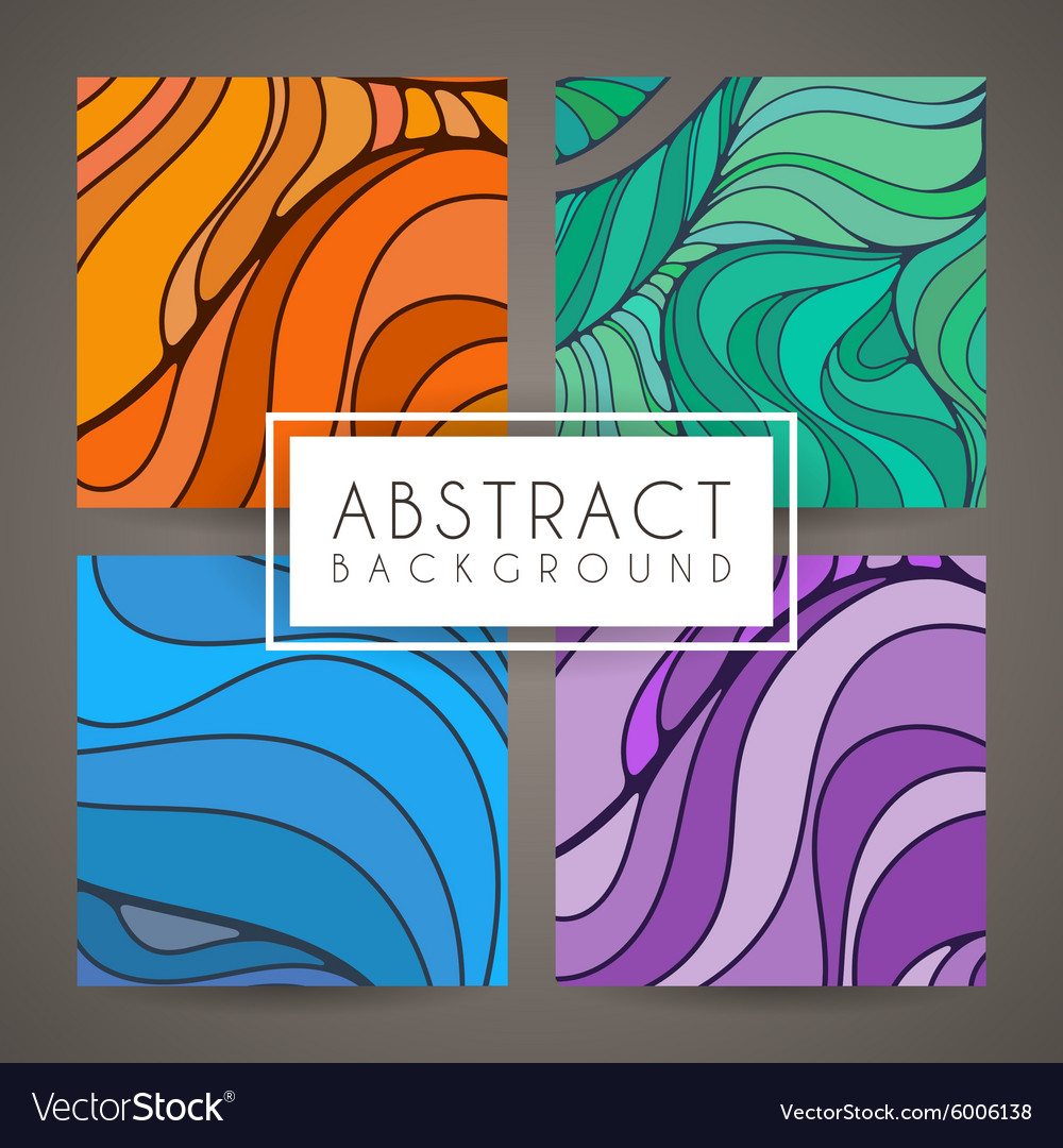 Set of four colorful intricate patterns