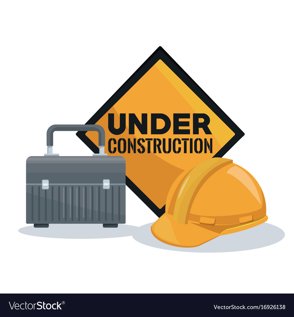 White background with toolbox and helmet