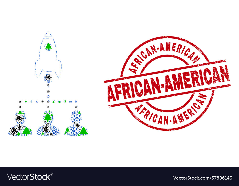 African-american textured seal and rocket startup