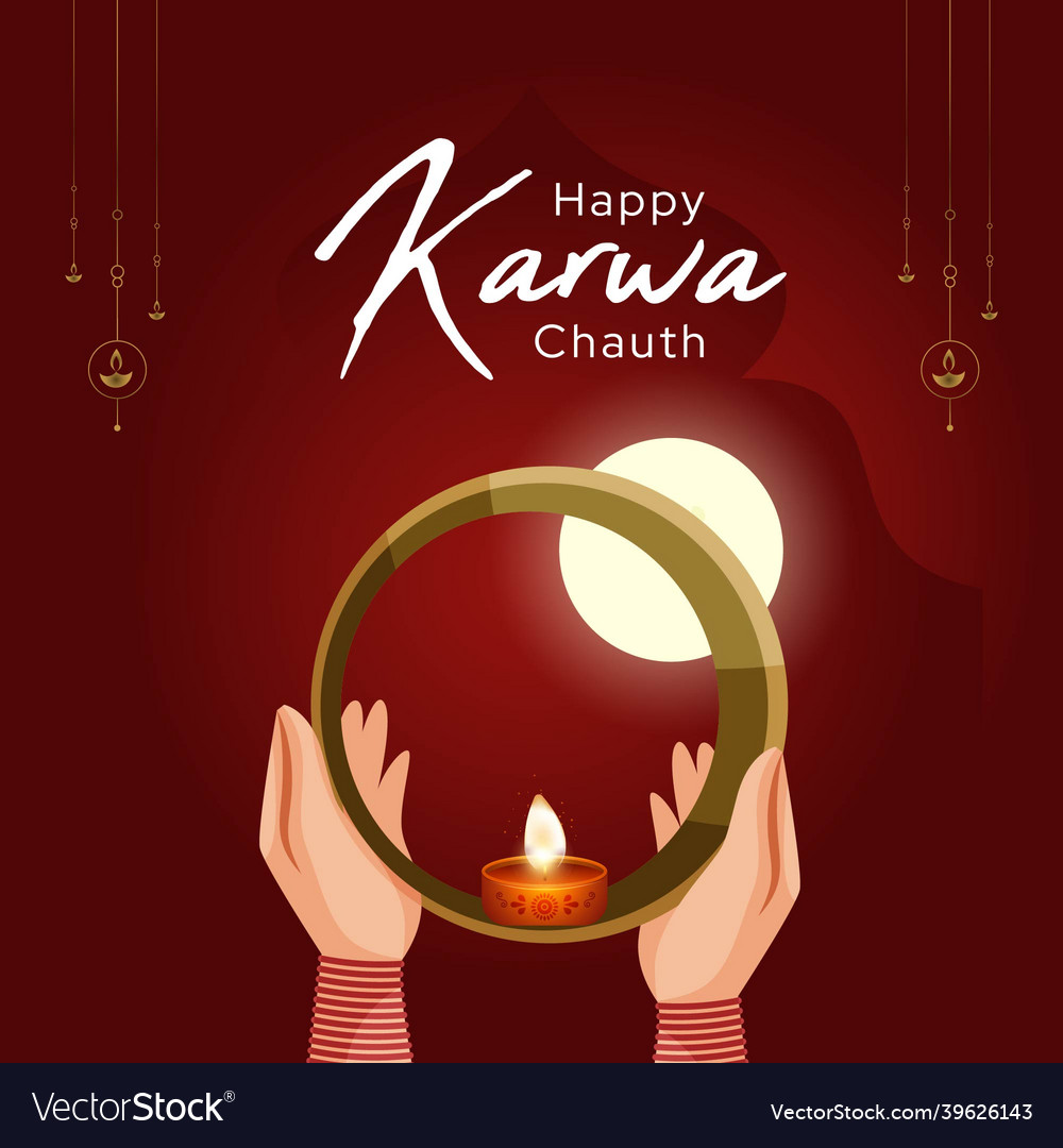 Banner design of happy karwa chauth Royalty Free Vector