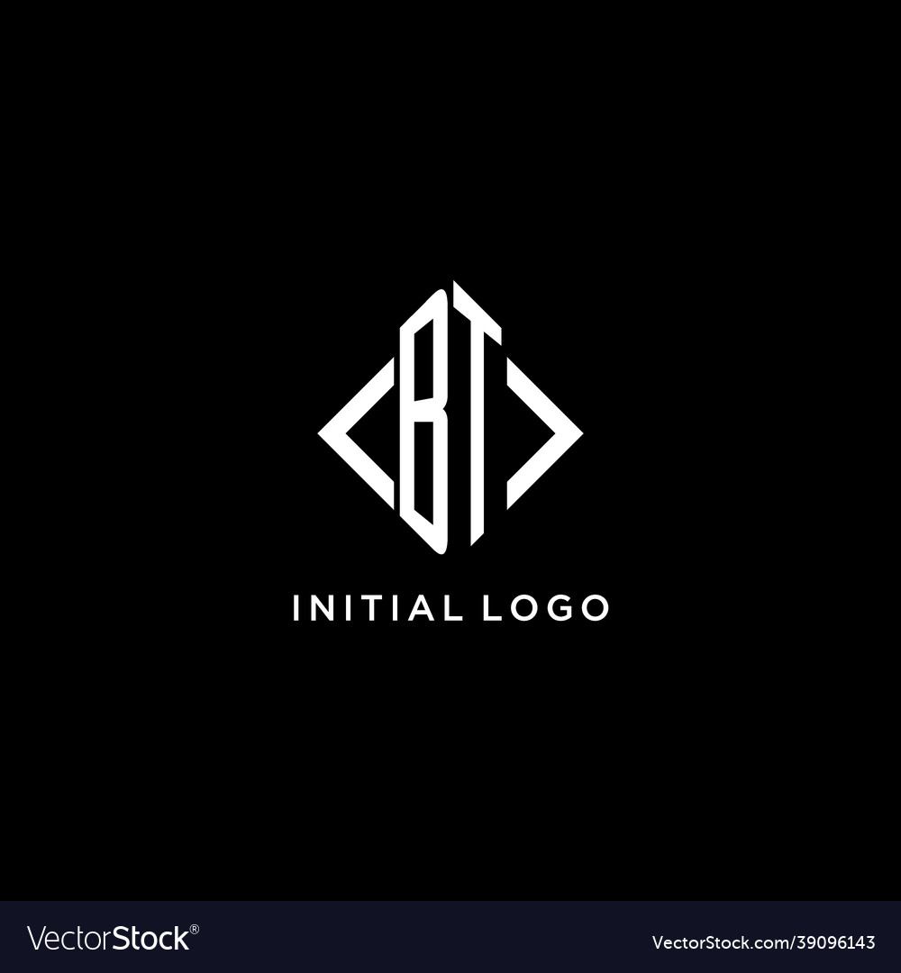 Bt initial monogram with rhombus shape logo design