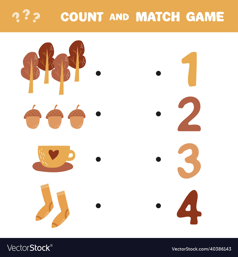 Count and match game the amount autumn