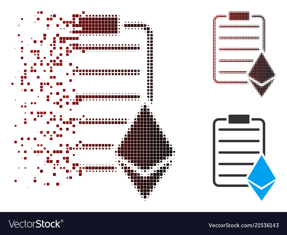Disintegrating pixel halftone ethereum contract Vector Image Disintegrating pixel halftone ethereum contract