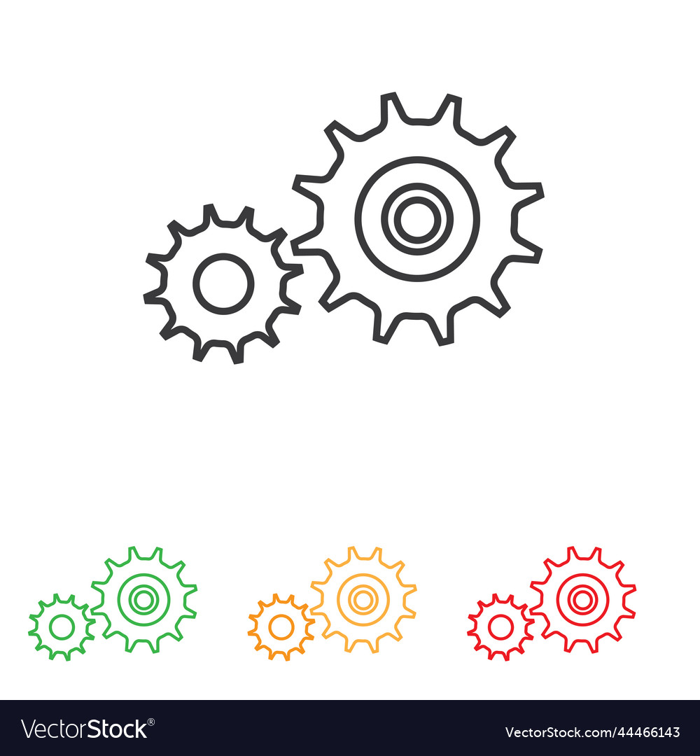 Gear icon set clockwork sign collection mechanics Vector Image