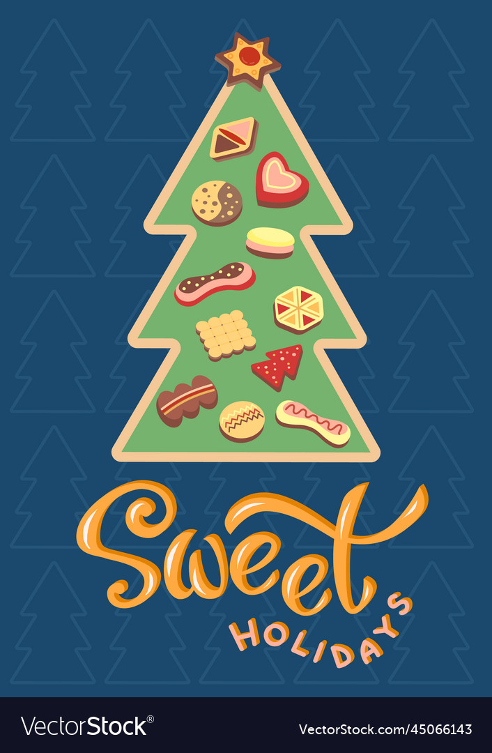 Greeting card with cookies in tree shape