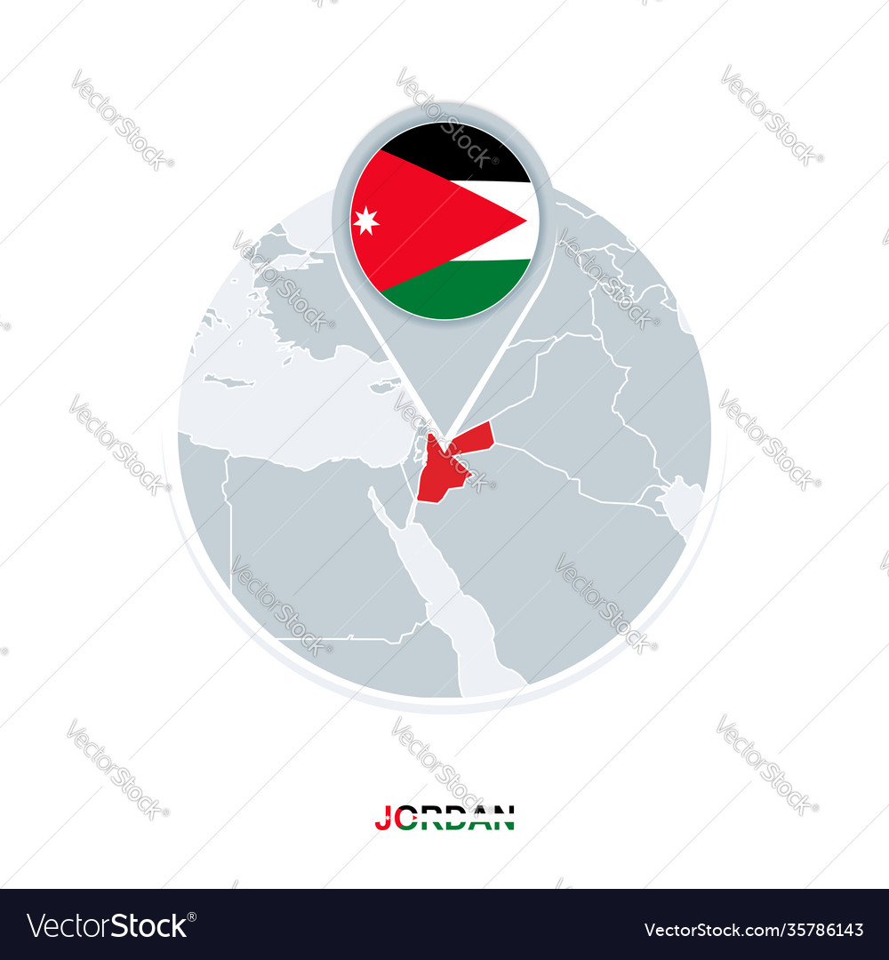 Jordan map and flag icon with highlighted