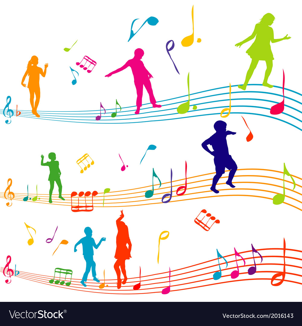 Kids Dancing with Music Notes