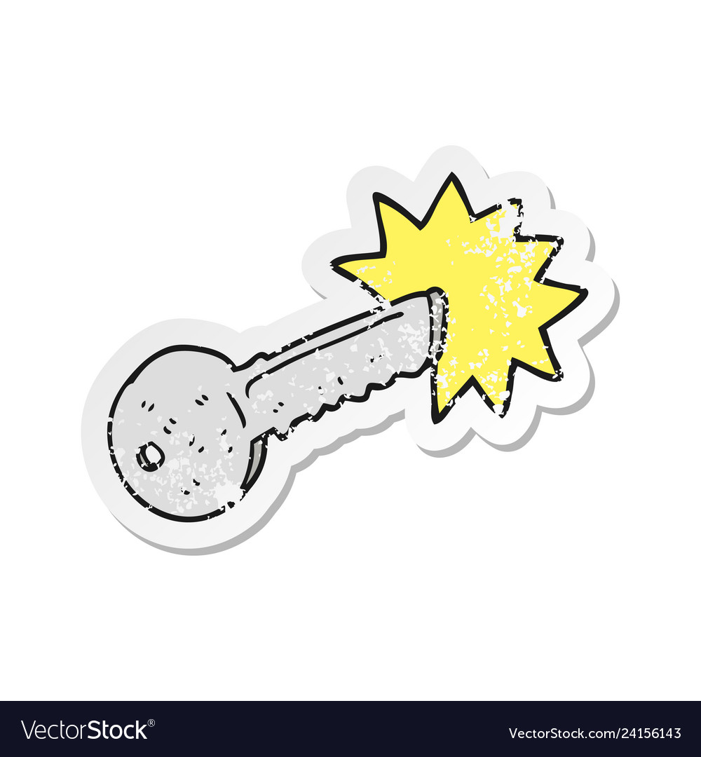 Retro distressed sticker of a cartoon door key