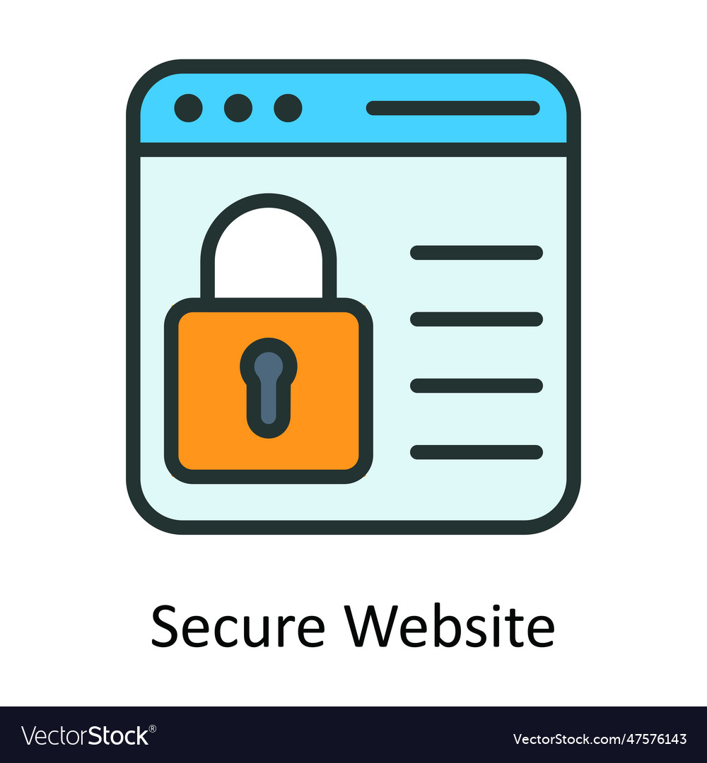 Secure website fill outline icon design ill