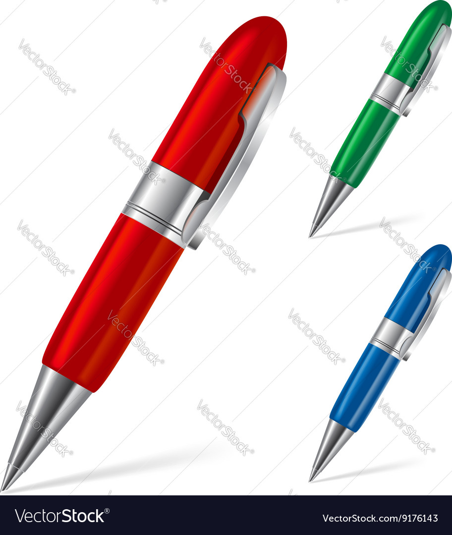 Set of pens Royalty Free Vector Image - VectorStock