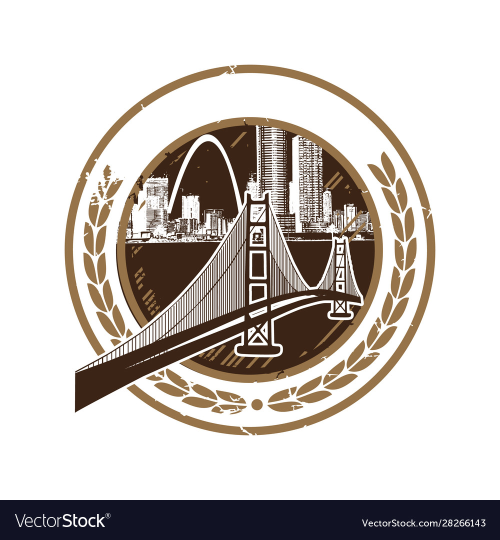 Silhouette city for retro vintage badge emblem