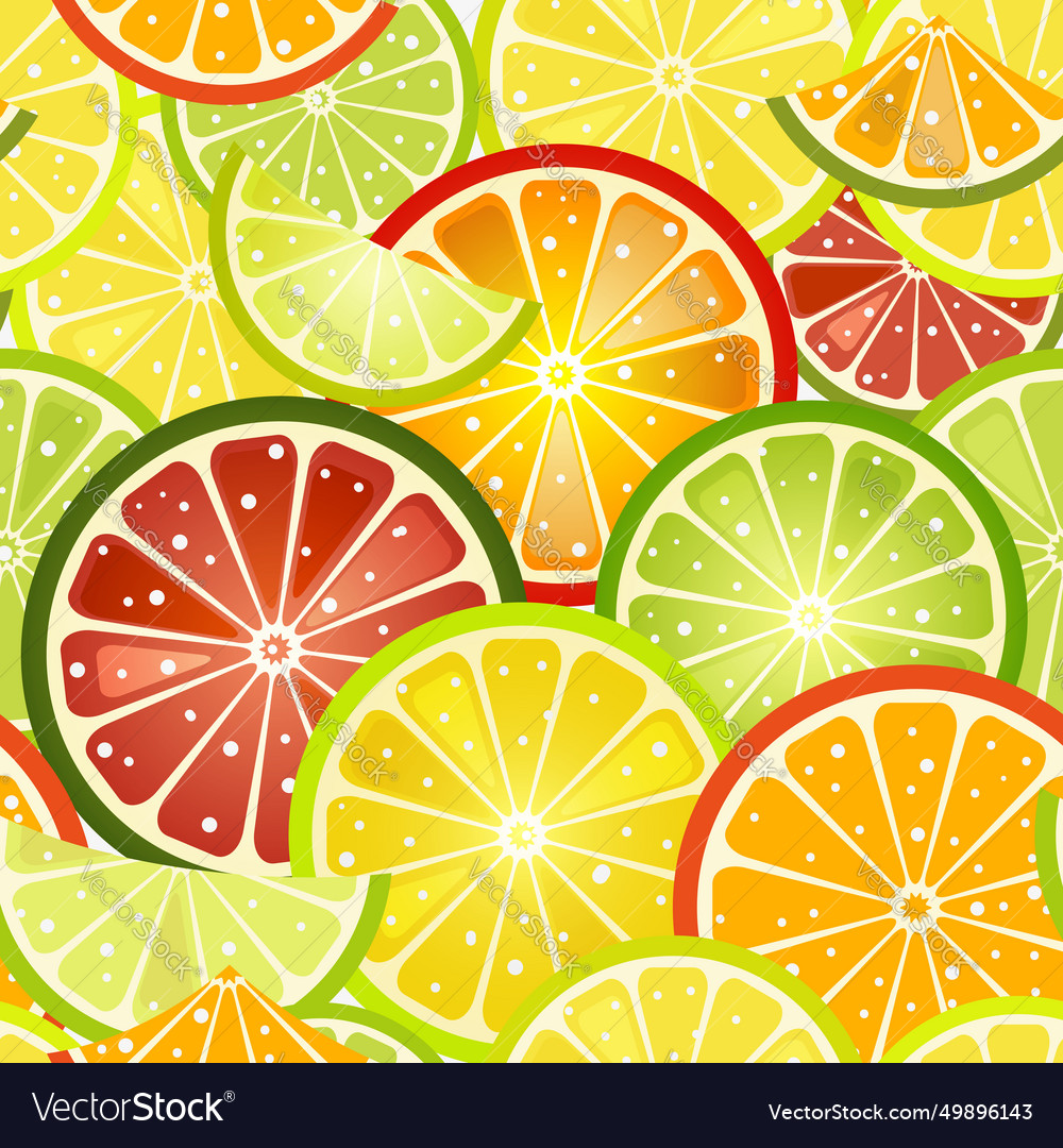 Vivid seamless pattern with colorful citrus slices