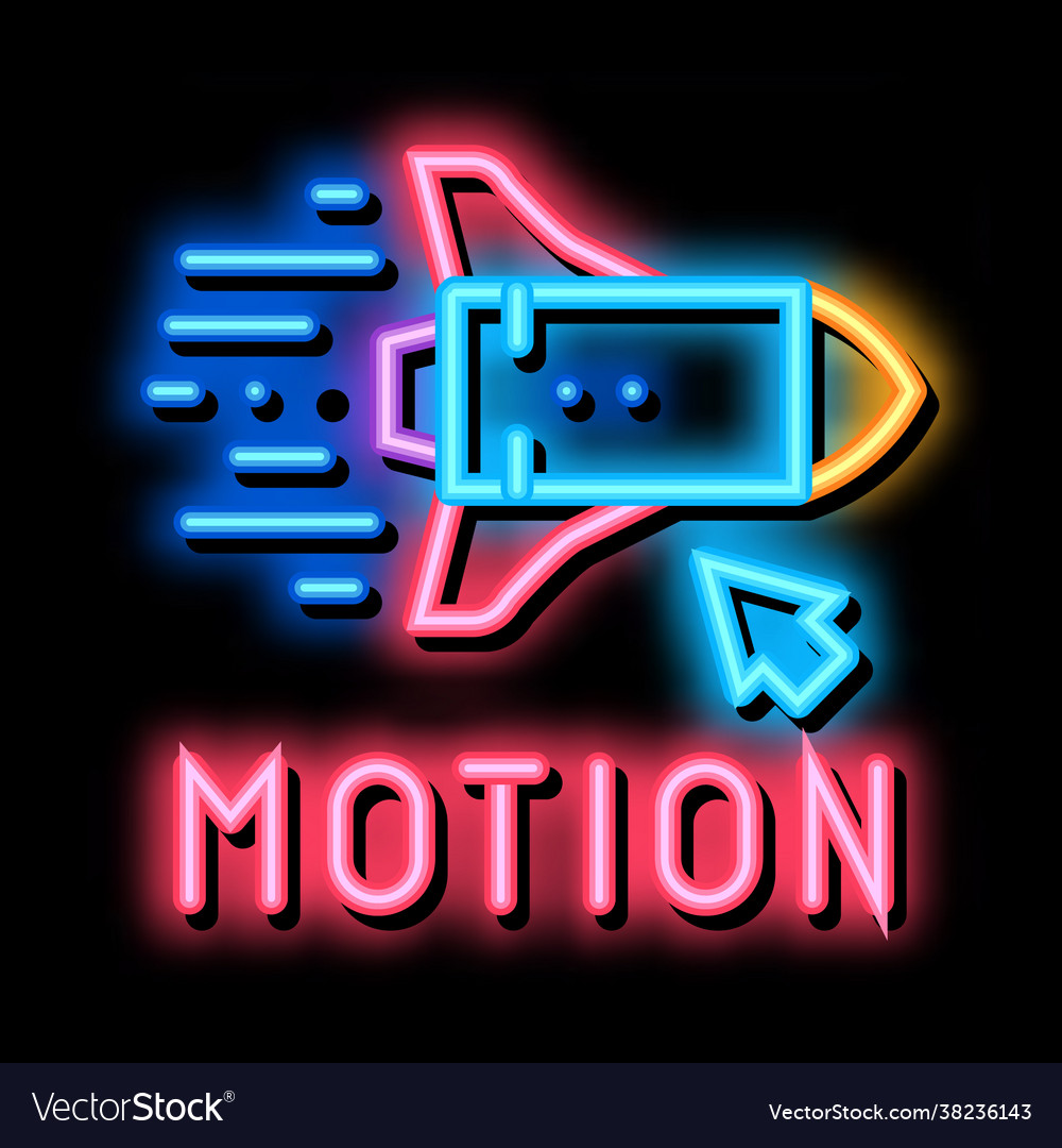 Work with rocket objects in action neon glow icon