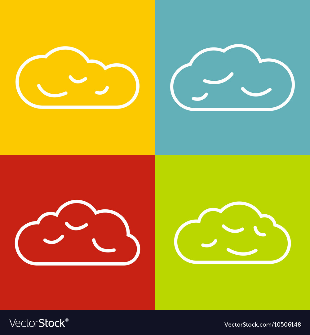 Cloud line icons on color background Royalty Free Vector