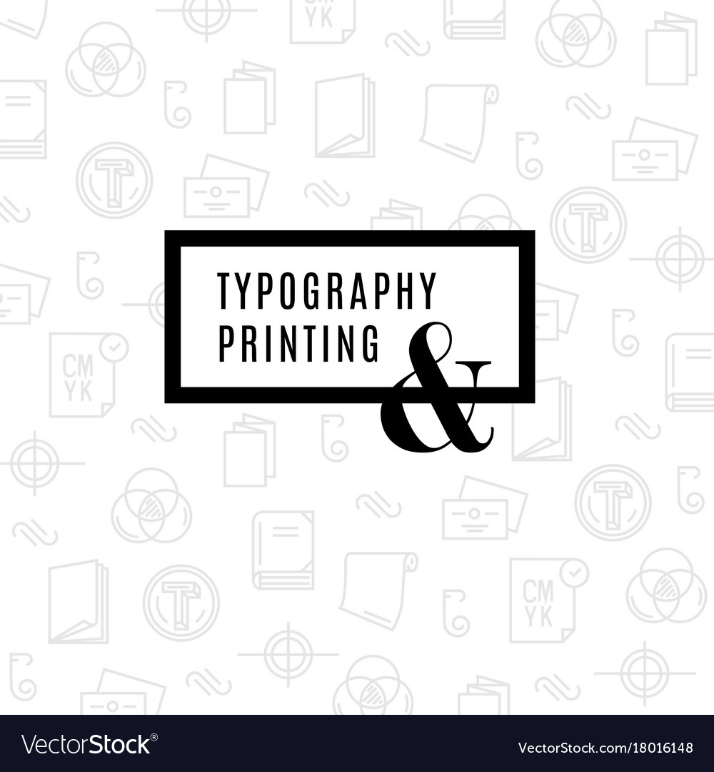 Flat line icons of print design process from