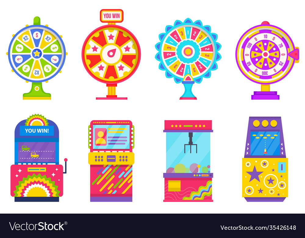 Game machine and fortune wheel gambling device vector image Game machine and fortune wheel gambling device